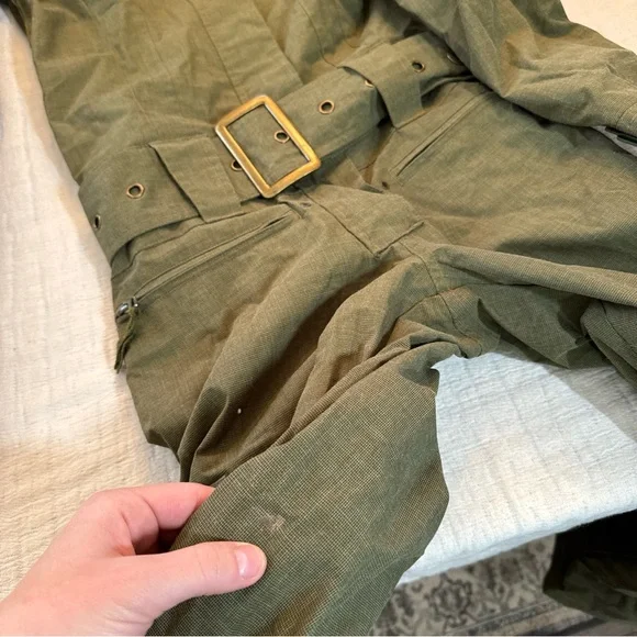 Roxy Snow Jumpsuit Snow Suit Olive Green Women’s XS Fur Lined Collar Y2K - Picture 15 of 15